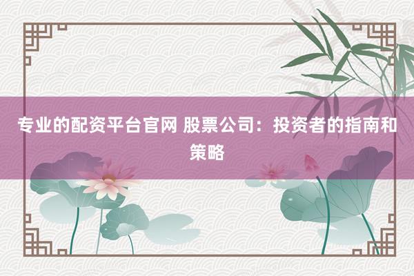 专业的配资平台官网 股票公司：投资者的指南和策略