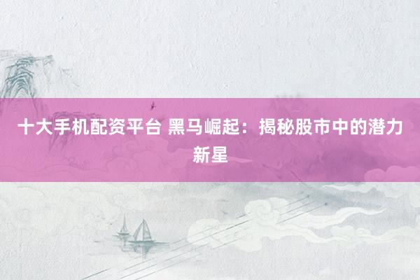 十大手机配资平台 黑马崛起：揭秘股市中的潜力新星